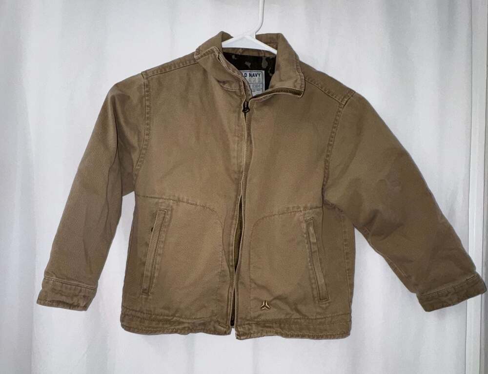 Kids Old Navy Brand Canvas Utility Jacket with Camo Lining